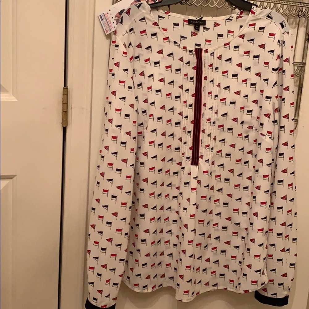 cute! Talbots nautical flag print blouse !!